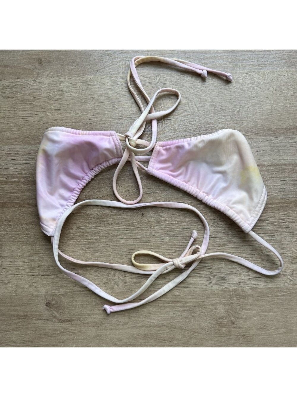 Heart of Sun Martini Starburst Pink Yellow Tie Dye Bikini Top Women's Size Small